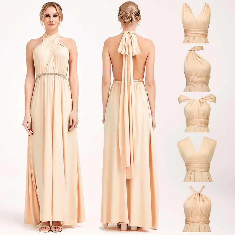 [Final Sale] Champagne Infinity Wrap Maxi Bridesmaid Dress