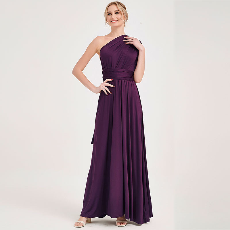Dark Purple Wrap-around Bridesmaid Dresses Endless Way Convertible Maxi Dress