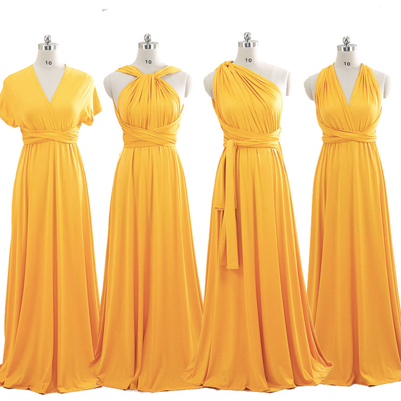 Mustard Yellow Gown Infinity Wrap Dresses NZ Bridal Convertible Bridesmaid Dress One Dress Endless possibilities