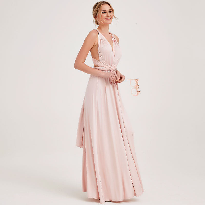 Pale Rose Gown Infinity Wrap Dresses NZ Bridal Convertible Bridesmaid Dress One Dress Endless possibilities