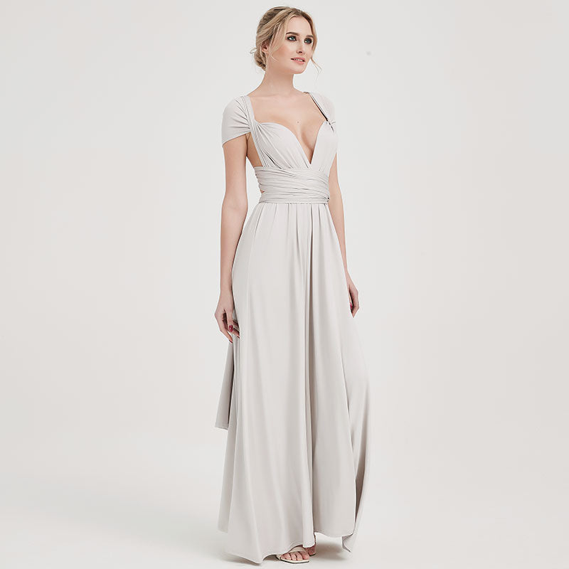Silver Gray Infinity Wrap Dresses NZ Bridal Convertible Bridesmaid Dress One Dress Endless possibilities
