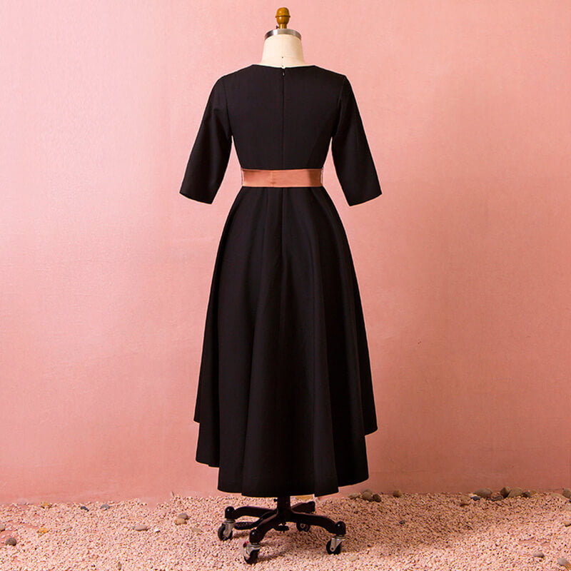 Plus Size MIDI Little Black Wrap Evening Dress NZ Bridal