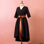 Plus Size MIDI Little Black Wrap Evening Dress NZ Bridal