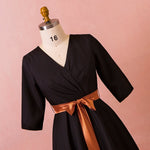 Plus Size MIDI Little Black Wrap Evening Dress NZ Bridal