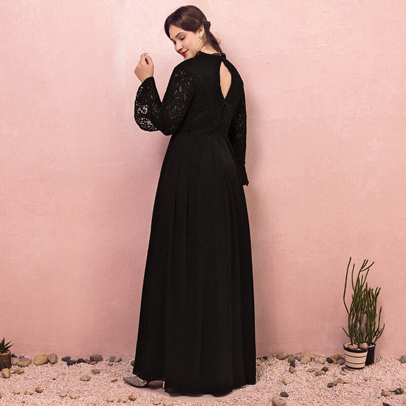 Plus Size Black Lace Evening Dress NZ Bridal