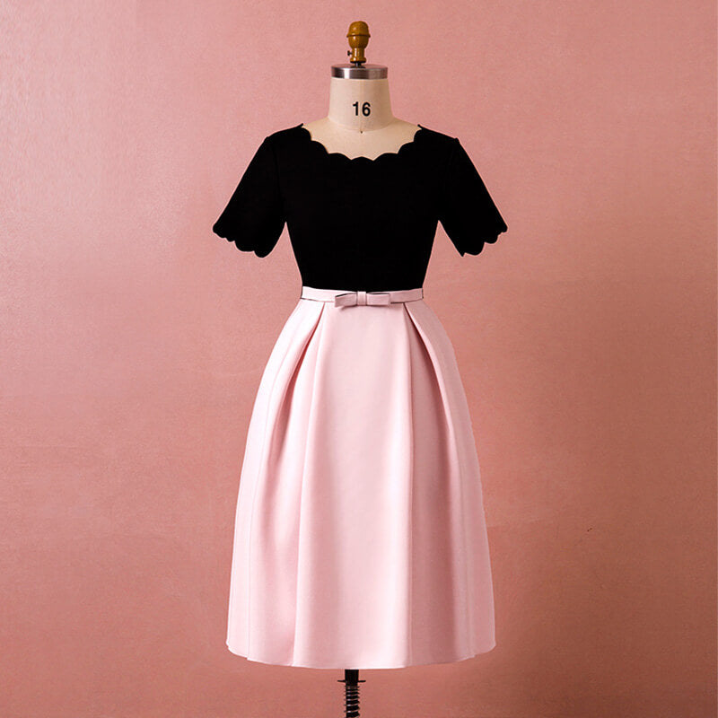 Plus Size MIDI Length Pink & Black Party Dress NZ Bridal