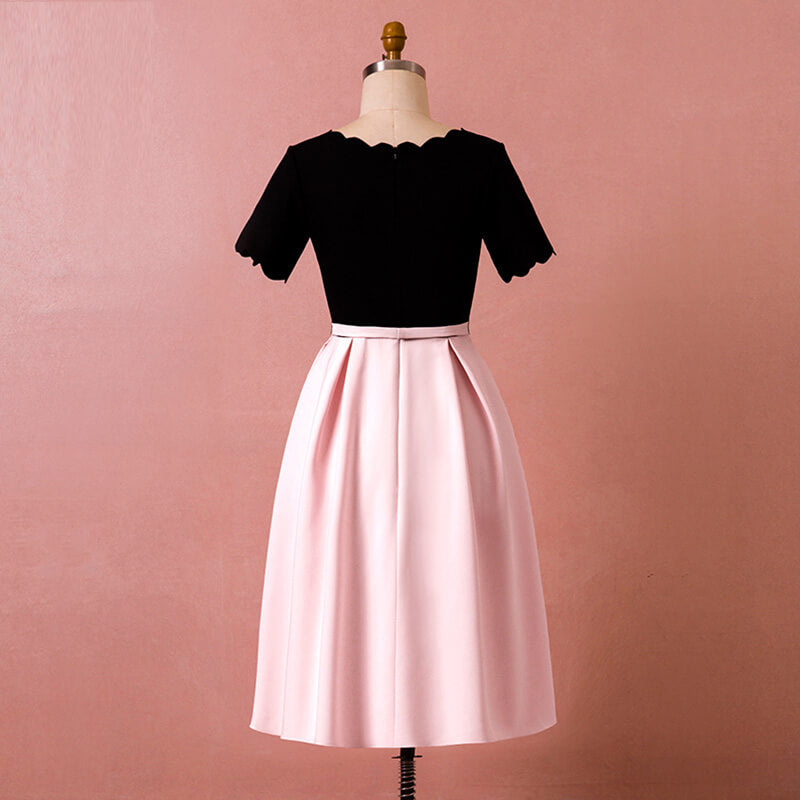 Plus Size MIDI Length Pink & Black Party Dress NZ Bridal
