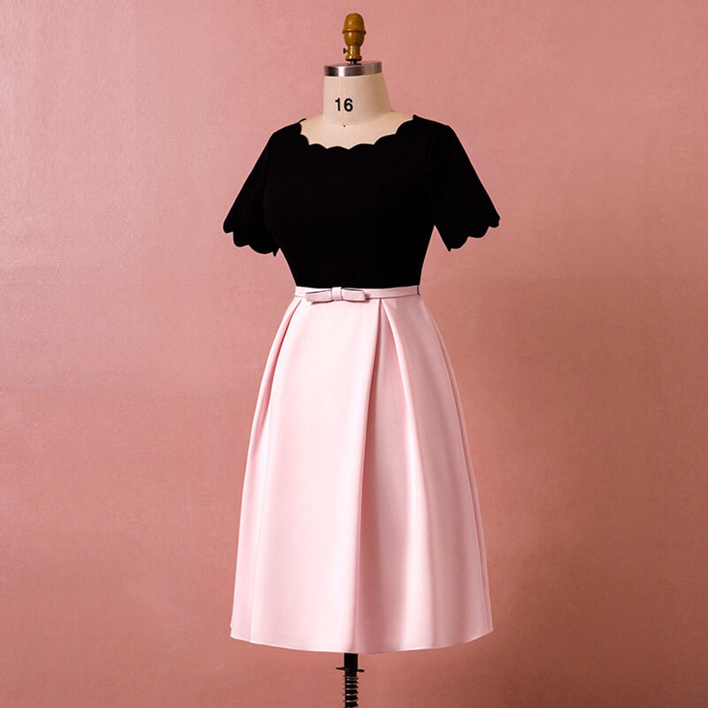 Plus Size MIDI Length Pink & Black Party Dress NZ Bridal