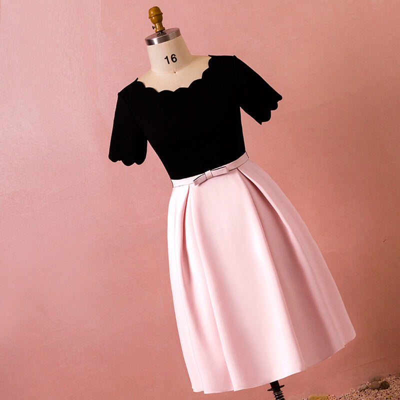 Plus Size MIDI Length Pink & Black Party Dress NZ Bridal