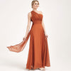 Burnt Orange Multi Ways Wrap Convertible Bridesmaid Dress Strapless Chiffon A-line Gown For Bridesmaid Party-CHRIS