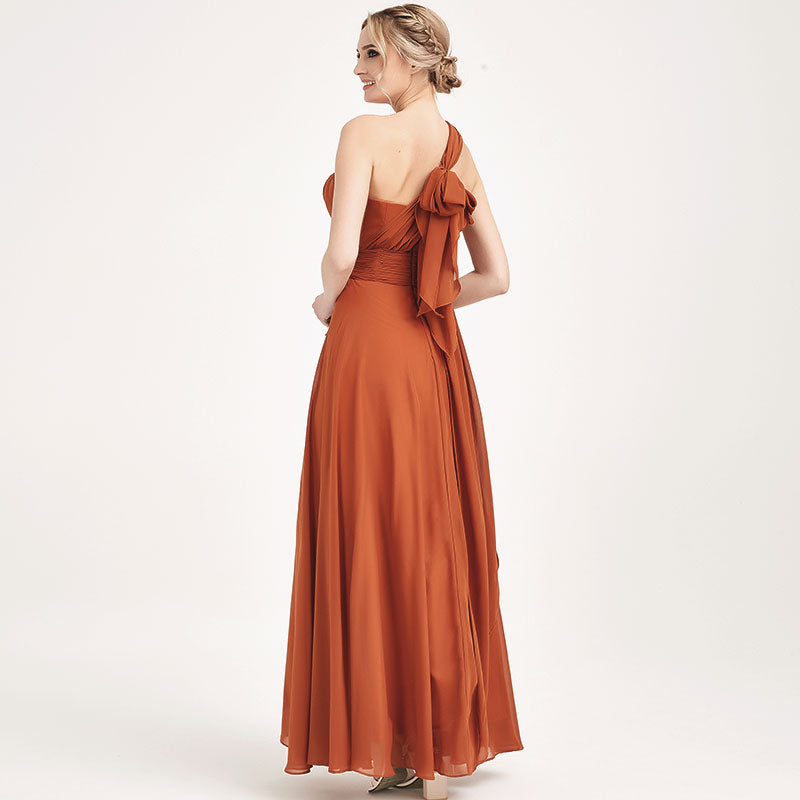 Burnt Orange Multi Ways Wrap Convertible Bridesmaid Dress Strapless Chiffon A-line Gown For Bridesmaid Party-CHRIS