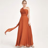 Burnt Orange Multi Ways Wrap Convertible Bridesmaid Dress Strapless Chiffon A-line Gown For Bridesmaid Party-CHRIS