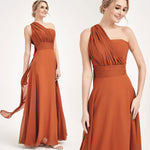 Burnt Orange Multi Ways Wrap Convertible Bridesmaid Dress Strapless Chiffon A-line Gown For Bridesmaid Party-CHRIS