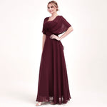 Burgundy Multi Ways Wrap Convertible Bridesmaid Dress Strapless Chiffon A-line Gown For Bridesmaid Party-CHRIS