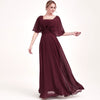 Burgundy Multi Ways Wrap Convertible Bridesmaid Dress Strapless Chiffon A-line Gown For Bridesmaid Party-CHRIS