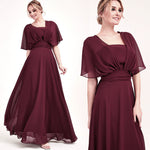 Burgundy Multi Ways Wrap Convertible Bridesmaid Dress Strapless Chiffon A-line Gown For Bridesmaid Party-CHRIS