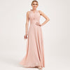 Dusty Pink Multi Ways Wrap Convertible Bridesmaid Dress Strapless Chiffon A-line Gown For Bridesmaid Party-CHRIS