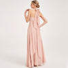 Dusty Pink Multi Ways Wrap Convertible Bridesmaid Dress Strapless Chiffon A-line Gown For Bridesmaid Party-CHRIS