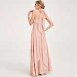 Dusty Pink Multi Ways Wrap Convertible Bridesmaid Dress Strapless Chiffon A-line Gown For Bridesmaid Party-CHRIS