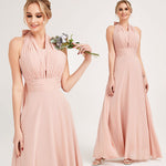 Dusty Pink Multi Ways Wrap Convertible Bridesmaid Dress Strapless Chiffon A-line Gown For Bridesmaid Party-CHRIS