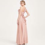 Dusty Pink Multi Ways Wrap Convertible Bridesmaid Dress Strapless Chiffon A-line Gown For Bridesmaid Party-CHRIS