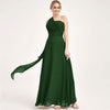 Dark Green Convertible Chiffon Bridesmaid Dress Wrap Floor Length Gown