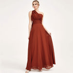 Convertible Chiffon Bridesmaid Dress Wrap Rusty Red Maxi Gown