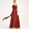 Convertible Chiffon Bridesmaid Dress Wrap Rusty Red Maxi Gown