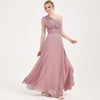 Vintage Mauve Multi Ways Wrap Convertible Bridesmaid Dress Strapless Chiffon A-line Gown For Bridesmaid Party-CHRIS