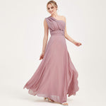 Vintage Mauve Multi Ways Wrap Convertible Bridesmaid Dress Strapless Chiffon A-line Gown For Bridesmaid Party-CHRIS