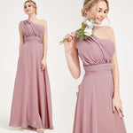 Vintage Mauve Multi Ways Wrap Convertible Bridesmaid Dress Strapless Chiffon A-line Gown For Bridesmaid Party-CHRIS