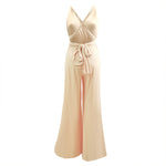 [Final Sale] Wide-Leg Infinity Jumpsuit Twist Wrap Convertible Bridesmaid Romper