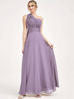 Dusty Purple Multi Ways Wrap Convertible Bridesmaid Dress Strapless Chiffon A-line Gown For Bridesmaid Party-CHRIS