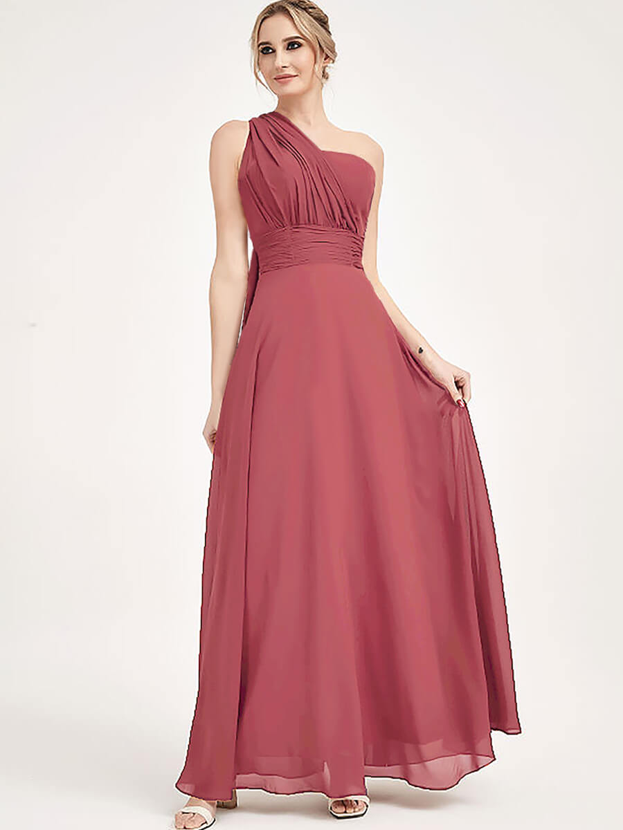 Desert Rose Multi Ways Wrap Convertible Bridesmaid Dress Strapless Chiffon A-line Gown For Bridesmaid Party-CHRIS