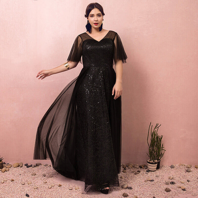 Black Formal Evening Dresses for Plus Size Women
