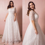 [Plus Size] Illusion Sweetheart Over Lace Wedding Dress