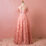 Plus Size Pink Formal Evening Dress with Sequin Leaves