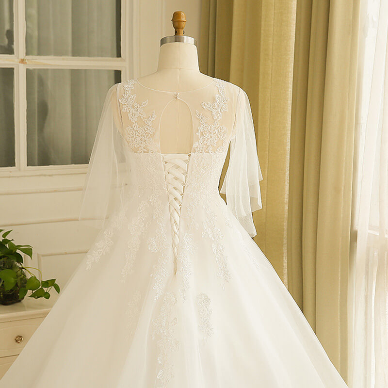 Plus Size Empire Lace V Neck Wedding Bridal Dress