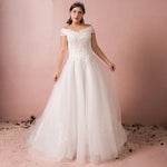 [Plus Size] Beaded Off Shoulder Lace Wedding Gown for Brides
