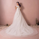 [Plus Size] Beaded Off Shoulder Lace Wedding Gown for Brides
