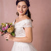 [Plus Size] Beaded Off Shoulder Lace Wedding Gown for Brides