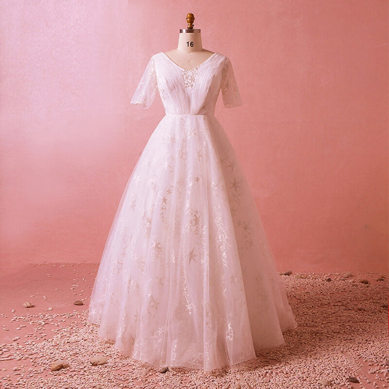 Plus Size Wedding Bridal Dress Pattern with Starry