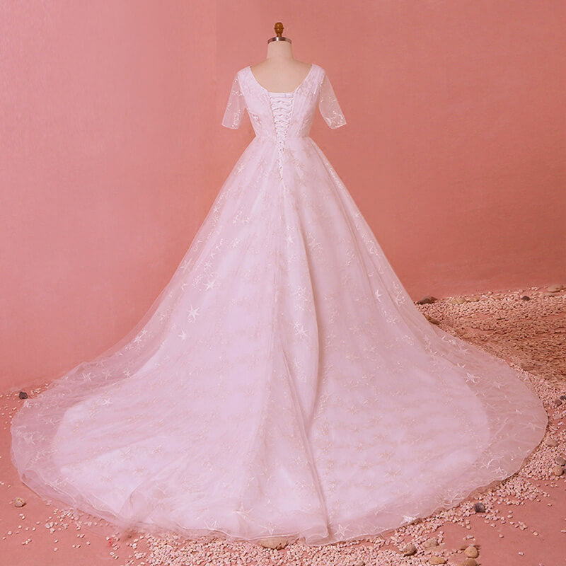 Plus Size Wedding Bridal Dress Pattern with Starry