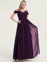 V-neckline with chiffon fabric Pleated Bridesmaid Dress Ellen