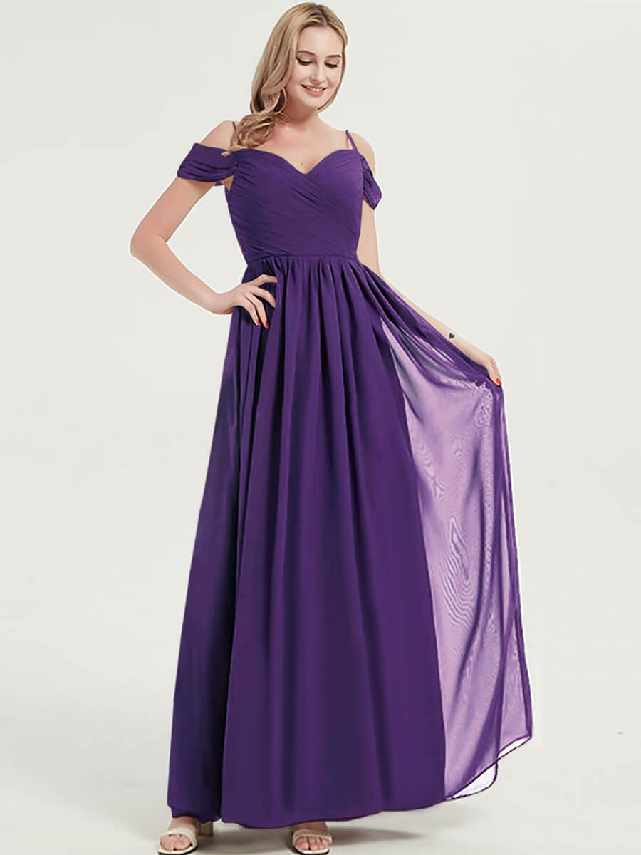 V-neckline with chiffon fabric Pleated Bridesmaid Dress Ellen