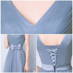 Dusty Blue Tulle Pleated Bridesmaid Dress