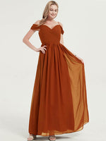 Burnt Orange Pleated Pleated Bridesmaid Dress Ellen