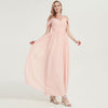 Pearl Pink Spaghetti Straps Pleated Chiffon Maxi Bridesmaid Dress