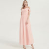 Pearl Pink Spaghetti Straps Pleated Chiffon Maxi Bridesmaid Dress