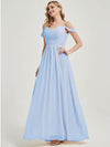 Cornflower Blue Pleated Pleated Bridesmaid Dress Ellen